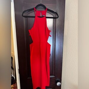 Red, express cut out, midi dress
